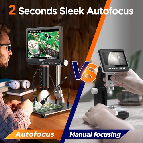 Elikliv 4K Digital Microscope - 52MP Autofocus Soldering Tool for PCB Repair & Coin Inspection | 8" IPS Screen, 2000X Magnification, HDMI/USB Output
