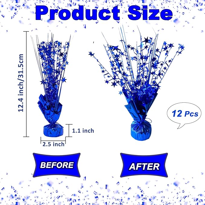12 Pack Metallic Foil Spray Centerpiece Star Table Decoration Burst Table Centerpieces for Birthday New Years Nye Wedding Anniversary Graduation Holiday Party Supplies Decor, Navy Blue