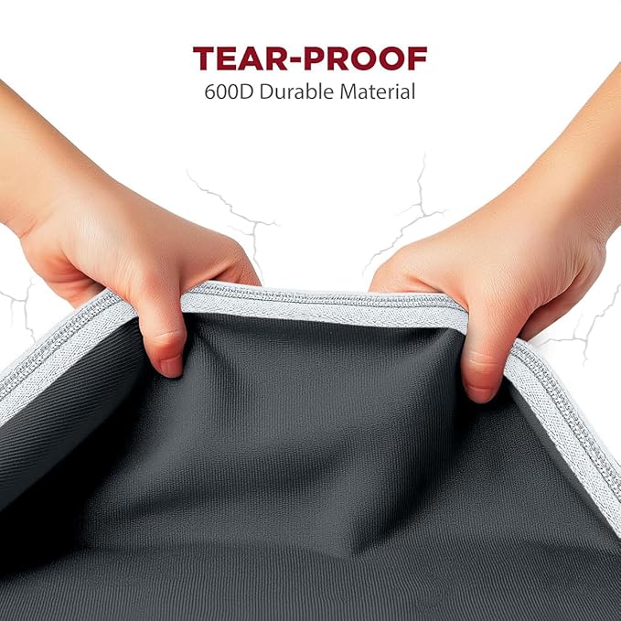 HOLDN' STORAGE Premium Wrapping Paper Storage Container - Durable 600D Tear-Proof, Fits 27 Rolls Gift Wrap, Extra Pockets for Ribbons & Bows, Underbed Storage - Ideal for Holiday Christmas, Black/White Trim