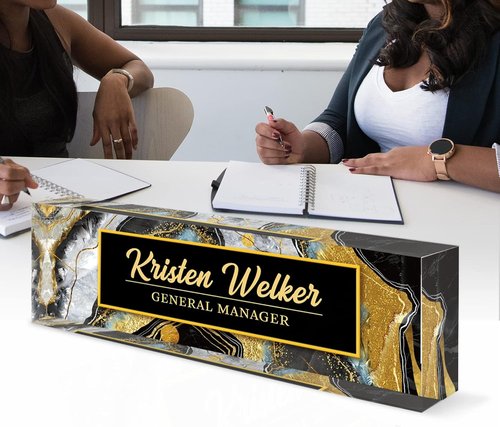 Black Coast Personalized Name Plate - Custom Acrylic Desk Accessory for Office Decor & Employee Gifts