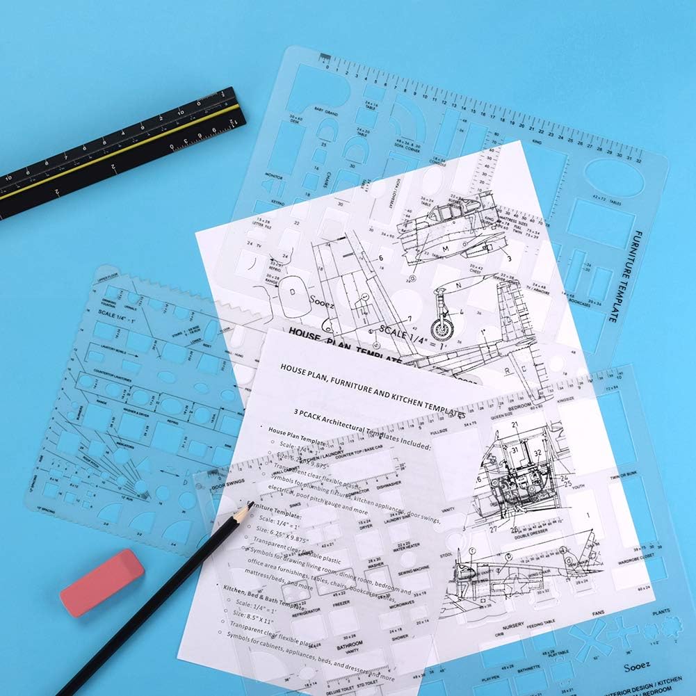 Sooez Architectural Templates - House Plan & Interior Design Drafting Tools | Set of 3