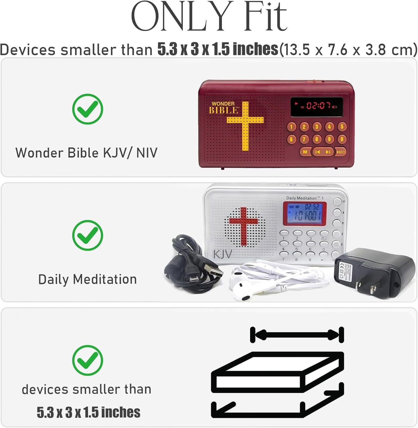 Wonder Bible Carry Case - Compatible with KJV/NIV Audio Bible | Durable Storage Bag