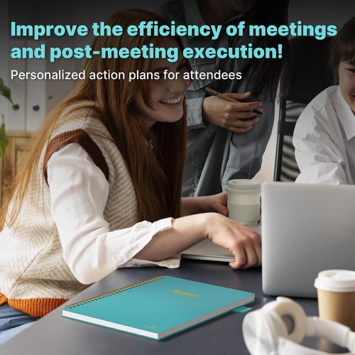 Regolden Meeting Notebook - Action Items & Project Planner | 160 Pages (7”x10”) - Teal for Work & Office