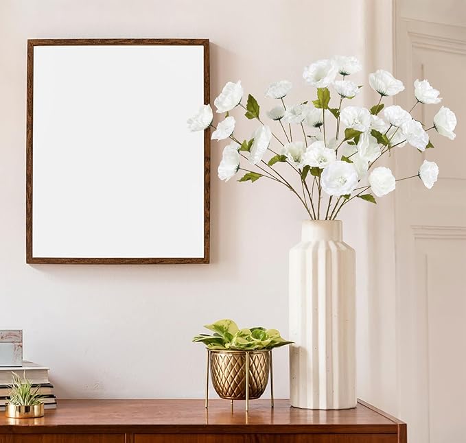 30 Heads 6 PCS White Poppy Flowers Artificial 32 in Silk Poppy Flowers for Wedding Home Party Table Centerpiece Arrangement Decoration (White)