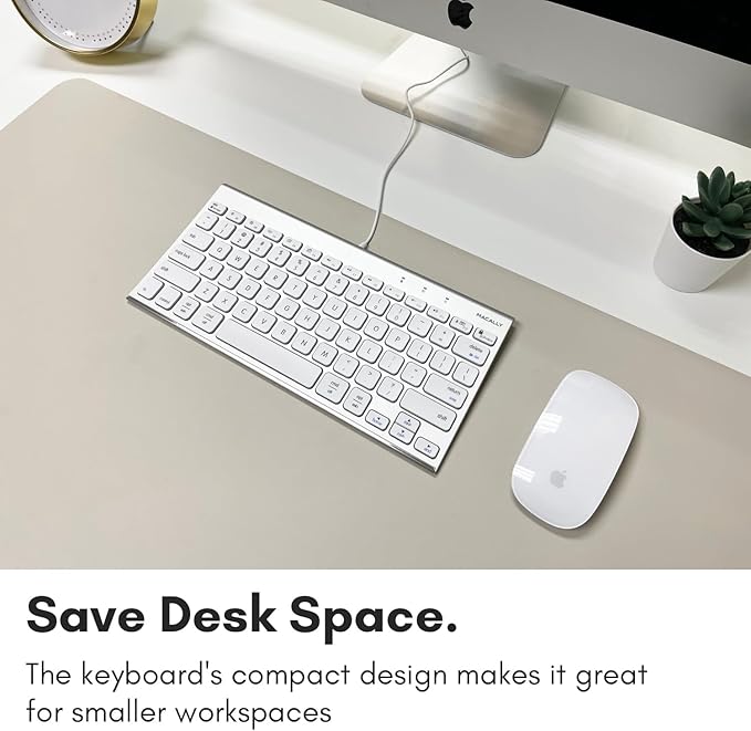 Macally Wired Keyboard for Mac | Compatible Apple Keyboard (78 Keys, Plug and Play USB) Compatible with MacBook Pro/Air, iMac, Mac mini/Pro, Laptop, Computer Desktop