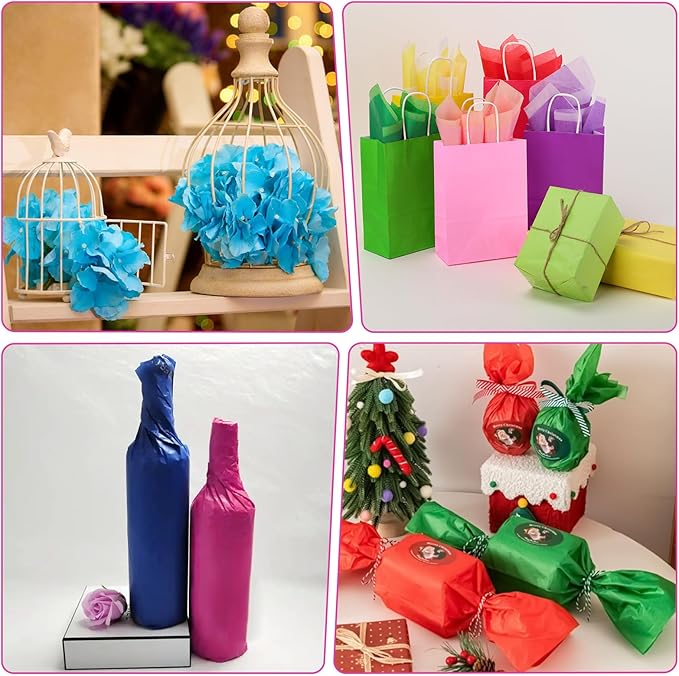 400 Sheets Tissue Paper, 20 Colors 10" X 14" Tissue Papers for Gift Bags Birthday Party Flower Decoration, Colored Tissue Paper Bulk for Packaging