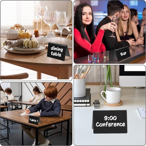 Skiennix Acrylic Mini Chalkboard Signs - 20 Pack Black Food Labels for Weddings & Buffets