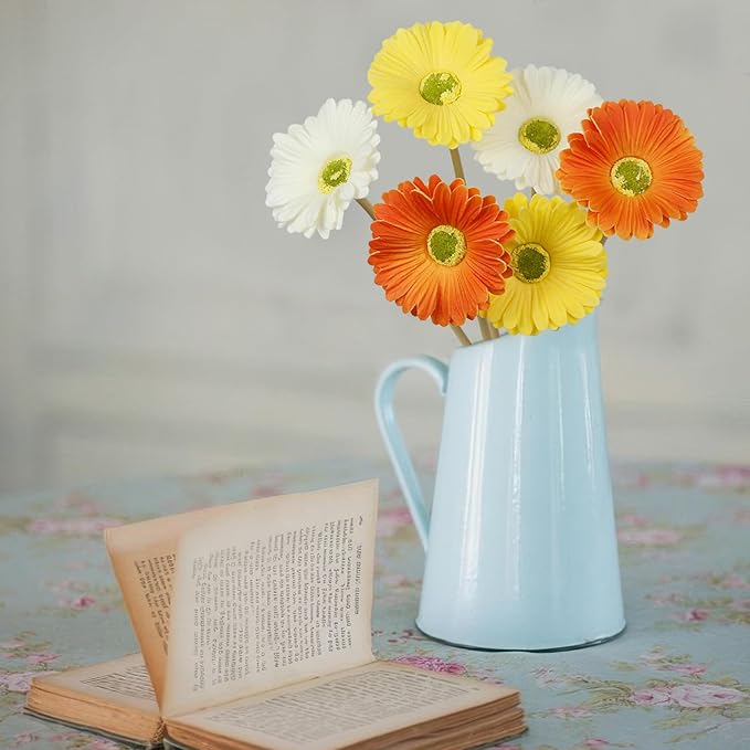6 Pcs Artificial Gerbera Daisies Flowers Artificial Daisy Bouquet Fake Daisy Stems Faux Flowers Bulk Artificial Flowers Wildflowers Silk Flowers for Wedding Bridal Bouquet Party Home Kitchen