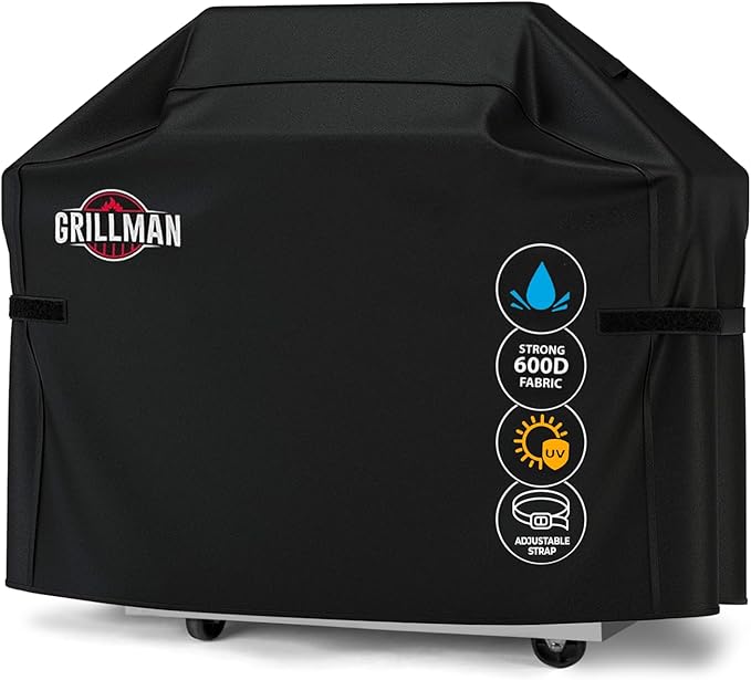 Grillman Grill Cover, BBQ Outdoor Grill Covers, Charcoal, Gas Grills, Waterproof, Rip-Proof, Weather-Resistant, Anti-UV, Barbecue Cover for Weber, Genesis, Charbroil, Nexgrill, etc (Black, 72 Inch)