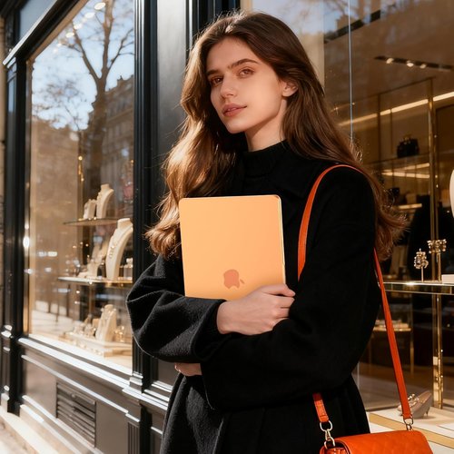 EooCoo MacBook Air 13-Inch Case - Matte Orange Hard Shell, Scratch Resistant Protection for M5 M4 M3 M2