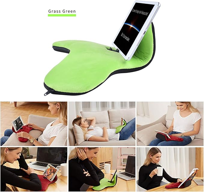OKATOPGEAKO Multi-Angle Soft Pillow Lap Stand for Tablets, iPads, Mobile Phones, eReaders, Books, Magazines, Fits Upto 12.9" Pad(Grass-Green)