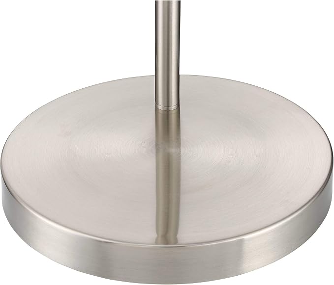 360 Lighting Cora Modern Arched Task Floor Lamp Standing 72" Tall Brushed Nickel Silver Off White Linen Fabric Drum Shade for Living Room Reading House Bedroom Home Decor
