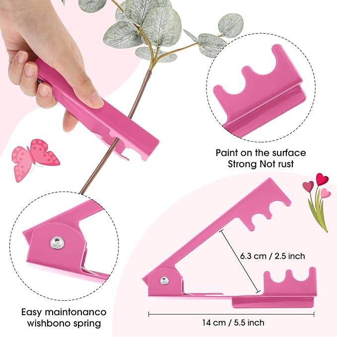 Lasnten 4 Pcs Rose Thorn Stripper Tool Thorn Remover Rose Cleaner Tool to Remove Leafs Thorns for Christmas Wedding Home Flower Shop DIY Florist Gardening Making Floral Arrangement(Pink)