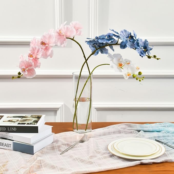 Vase Plastic Vase Elegant Cylinder Flower Vase Shatterproof Decorative Centerpiece for Home Table Office Weddings Events (11.8 x 3.9 in)