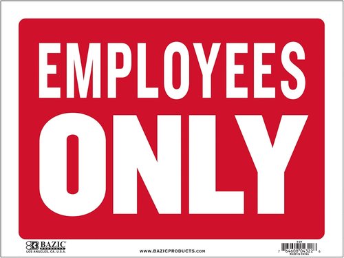 BAZIC Products Employees Only Sign - 9" x 12" Plastic Sign for Private Property | Restricted Area Access