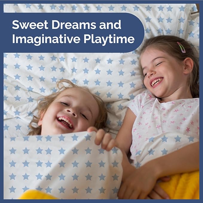 Kids Blue Stars Twin 3 Piece Sheet Set - Boys, Girls, Teens, Toddler - Easy Fit Deep Pockets - Breathable, Hotel Quality Sheets - Machine Washable - Wrinkle Free - Cute, Cozy, Soft - CGK Linens