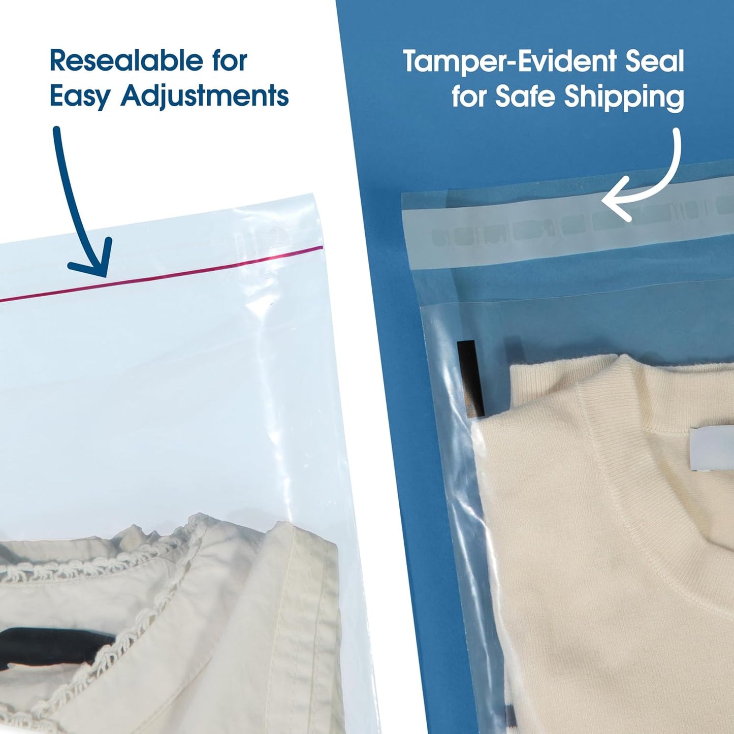 Spartan Industrial - Self-Seal Clear Poly Bags (11” X 14”, 200 Count) with Suffocation Warning | Resealable Glue