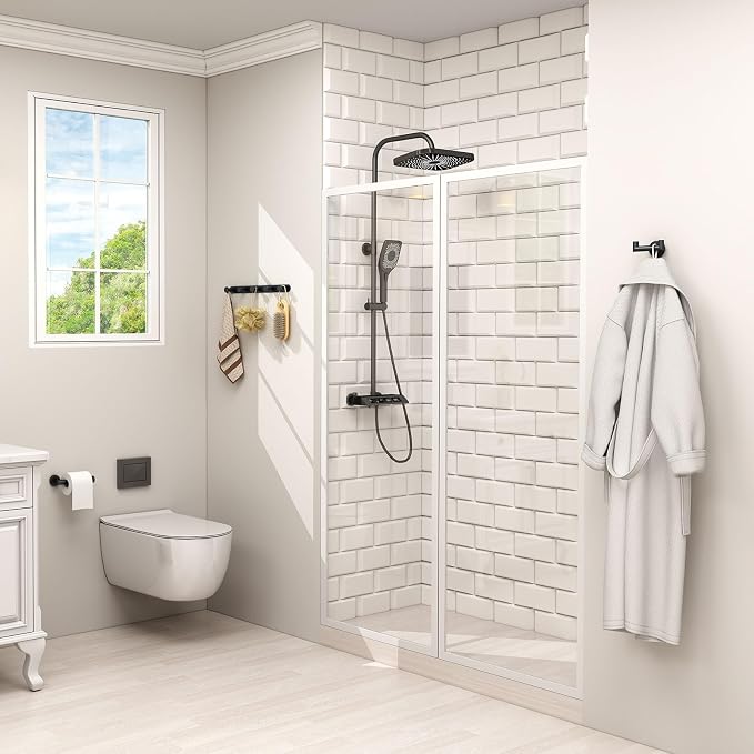 Angle Simple Double Towel Hook, SUS304 Stainless Steel Bathroom Hand Towel Holder, Coat Hook for Wall, Matte Black