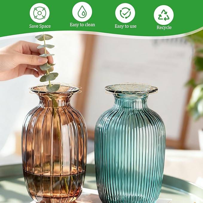 3Pcs Flower Arrangement Holder Set- Stainless Steel Floral Grid Organizer - Wire Frog Insert for Vases Bouquets DIY Home Decor(Gold)