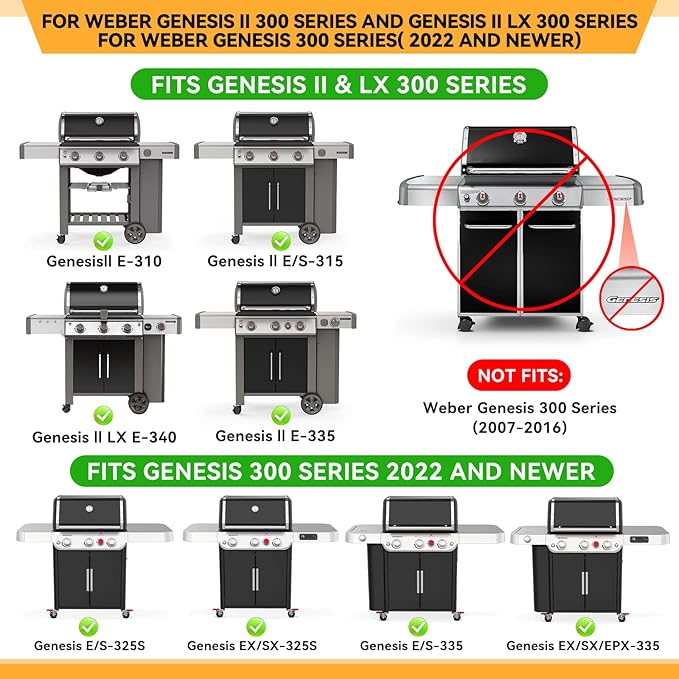 KifonMetals 17.1" Stainless Steel Flavorizer Bars for Weber Genesis II Grill Parts, GS4 Genesis II/II LX 300, II E-310, II E-315, II E-335, II LX-340 Replacement Parts, for Weber 66795, 5 Pcs