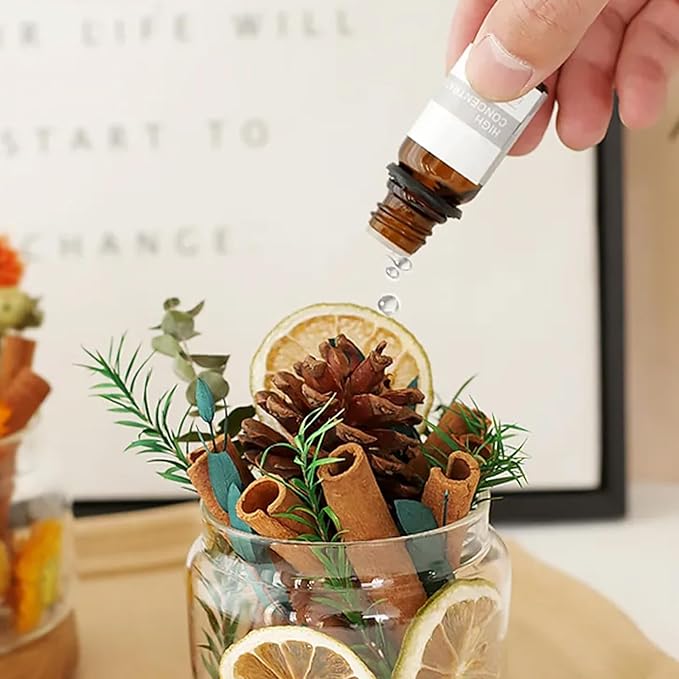 DIY Dried Flower Aromatherapy Kit with Natural Plant Essential Oils, Naturally Dried Flowers and Herbs Ornaments for DIY Flower Craft, Vintage Holiday Decor, Christmas (#D)