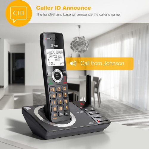AT&T Cordless Home Phone - 4-Handset DECT 6.0 System with Large Display & Smart Call Blocker | Charcoal Black