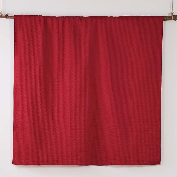 Levtex Home Cross Stitch Reversible King/Cal King Quilt Set (106x92in) with 2 Pillow Shams (36x20in) - Stitch Texture - Chile Red - Cotton King Size Quilt Bedding Set - Lightweight, Soft, Pre-Washed
