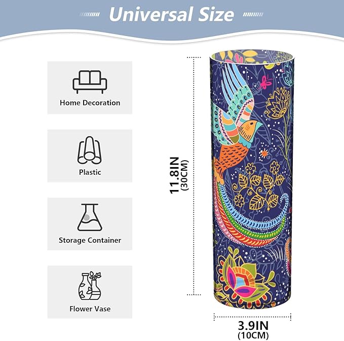 Vase Plastic Vase Elegant Cylinder Flower Vase Shatterproof Decorative Centerpiece for Home Table Office Weddings Events (11.8 x 3.9 in)