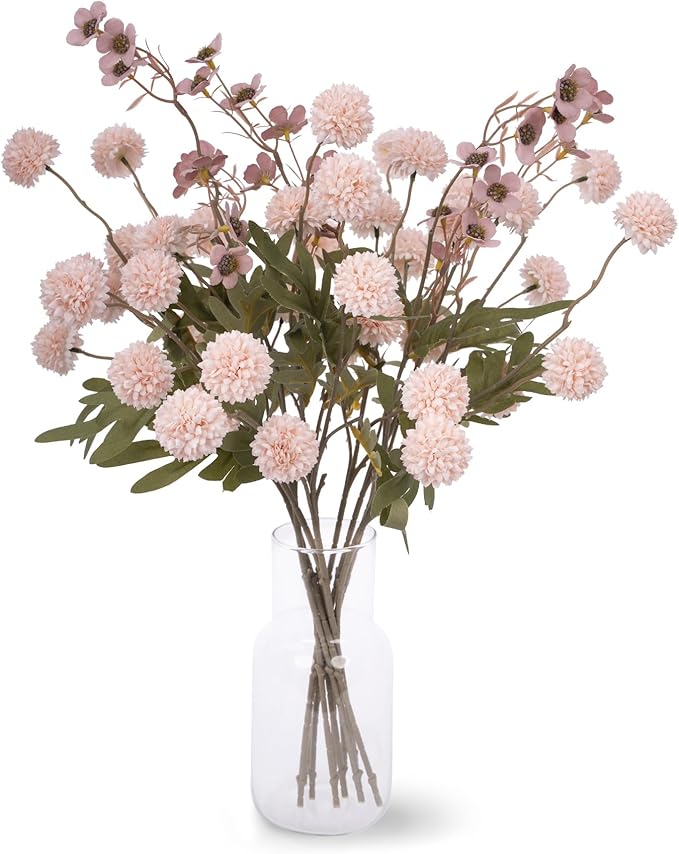 8PCS Pink Fake Flowers Artificial Chrysanthemum Faux Mums Matching 2PCS Rose Red Daisy Faux Flowers for Vase Fall Long Stems Flower Silk Flower for Home Decor Wedding Decor (20.5In,No Vase)