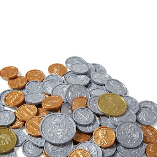 hand2mind Fake Money Coin Classroom Set - Realistic Toy Money for Kids | 768 Detailed Plastic Coins