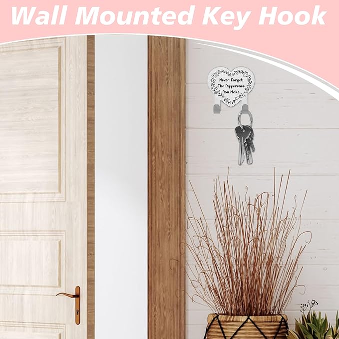 Key Holder for Wall Decorative, Wall Mounted Key Rack, Adhesive Stainless Steel Key Hooks, Key Organizer for Wall Mount, Key Hanger for Hallway Doorway Entryway Bathroom Kitchen Living Room, CHA312