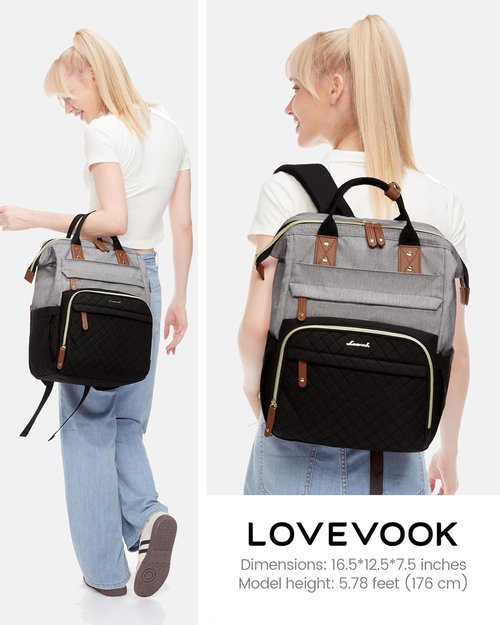 LOVEVOOK Laptop Backpack - 15.6'' Waterproof Travel Bag for Women | Stylish Teacher & Nurse Purse