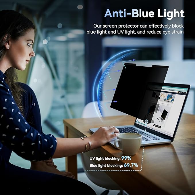 Mamol Magnetic Laptop Privacy Screen 13.3 & 13.4 inch ,16:10 Aspect Removable Anti Glare Protector Blue Light Privacy Screen Filter,Filter Shield Compatible with