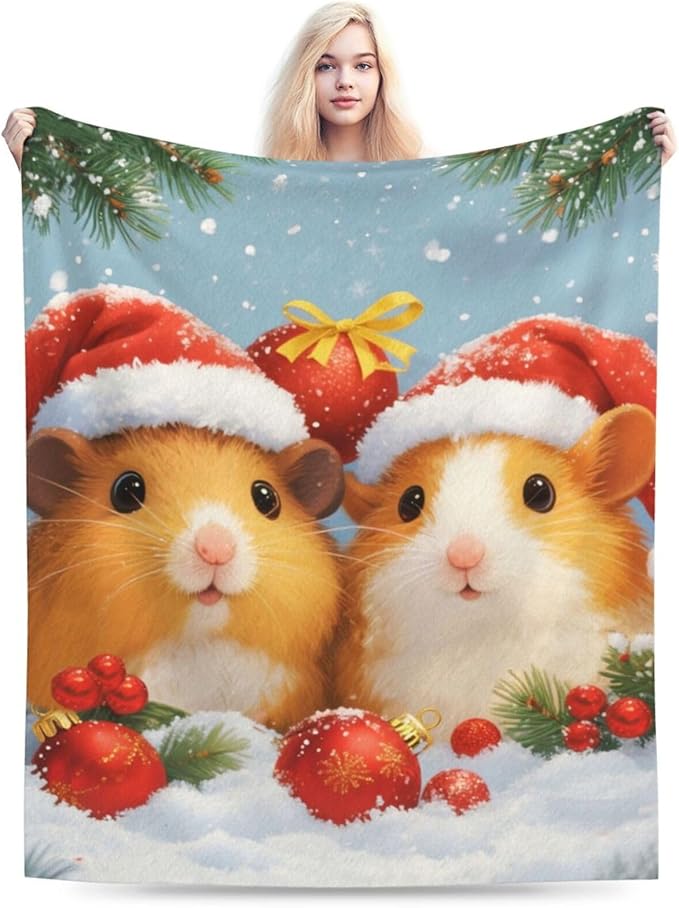 Guinea Pig Blanket Cute Christmas Guinea Pig Throw Blanket Soft Cozy Fleece Fuzzy Stuffed Plush Flannel Gifts for Girls Women Boys Kids Adults 50"X60"