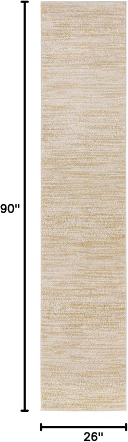 Nourison Home Nourison Essentials Ivory Gold 2'2" x 7'6" Area Rug - Easy Clean, Non Shedding, Bed Room, Living Room, Dining Room, Kitchen (8' Runner)