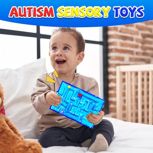 Sensory Maze Fidget Toy - Gel-Filled Squishy Stress Relief for Kids & Adults | Blue Color