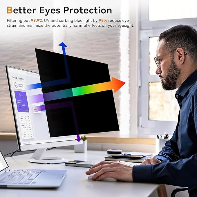 [5-Pack] 23.6 Inch Computer Privacy Screen for 16:9 Widescreen Monitor, Anti Glare Anti-UV Eye Protection Desktop PC LED Monitor Filter, Removable Anti-Scratch Screen Film 23in