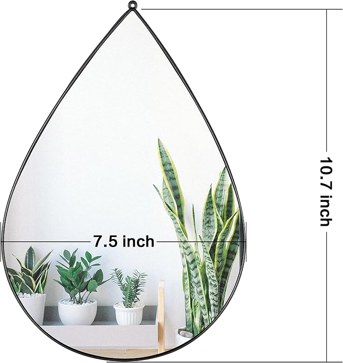 DECANIT Black Mirrors for Wall Decoration Teardrop Mirrors for Living Room Decor & Home Decor, Pack of 3
