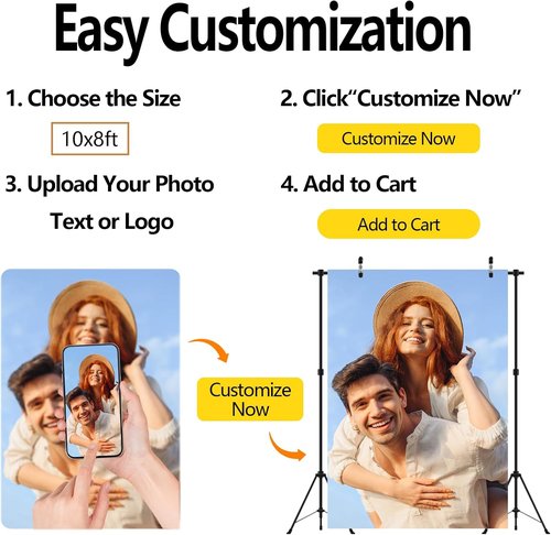 BELECO Custom 10x8ft Fabric Backdrop - Personalized Design for Birthday, Wedding & Party Decor