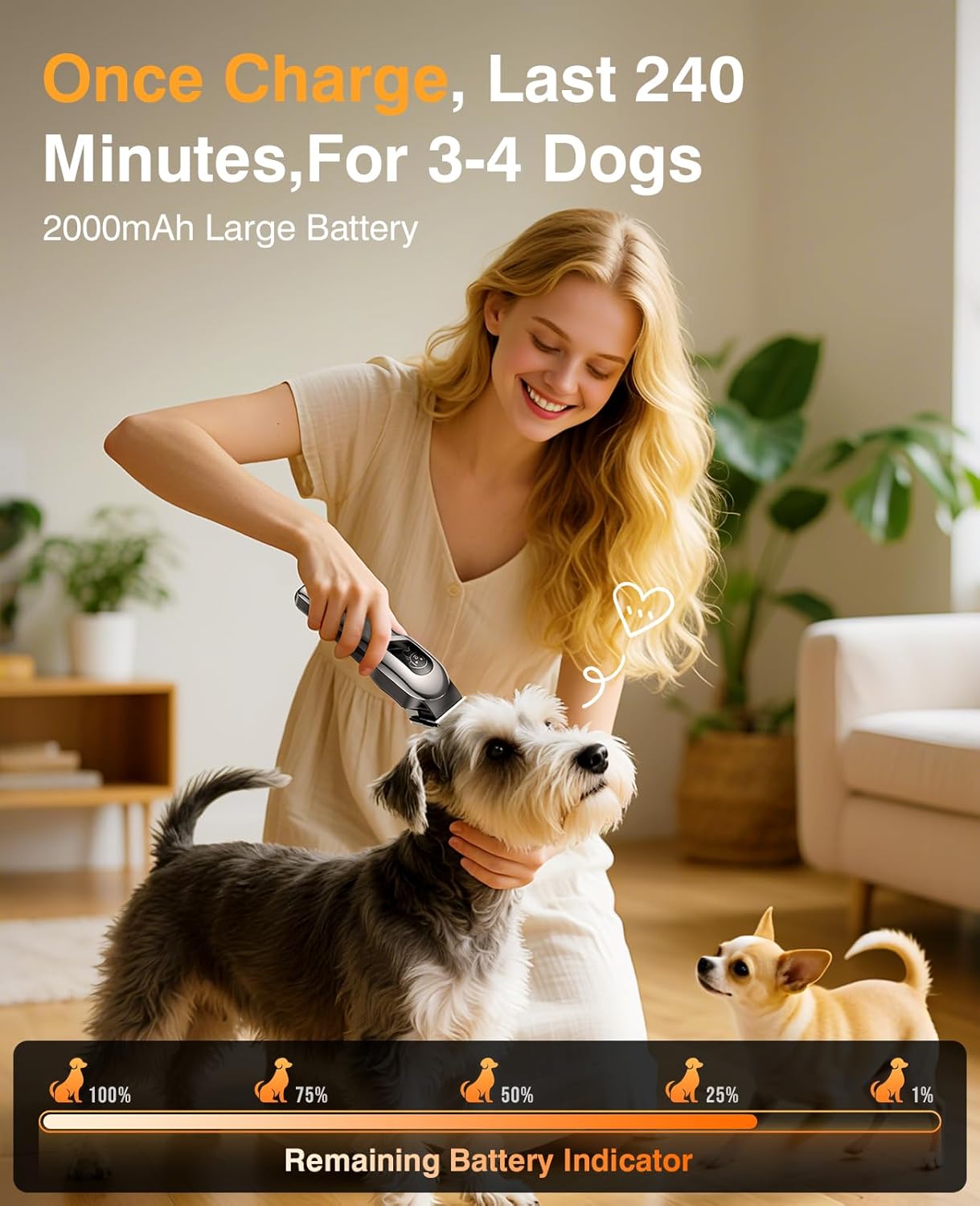 Skiennix Dog Clippers - Professional Grooming Kit for Thick Hair | Low Noise, Cordless Trimmer