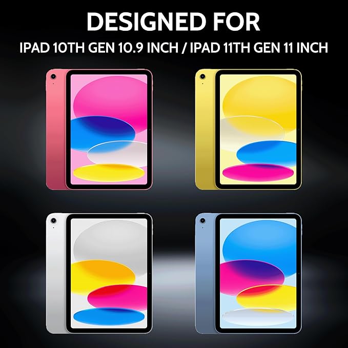 Peslv 360° Privacy Screen for iPad 10th 2022 10.9" & iPad 11th A16 2025 11", Anti Glare Blue Light Spy Filter Private Cover, High Sensitive Bubble-Free Easy Install Black Security Protector
