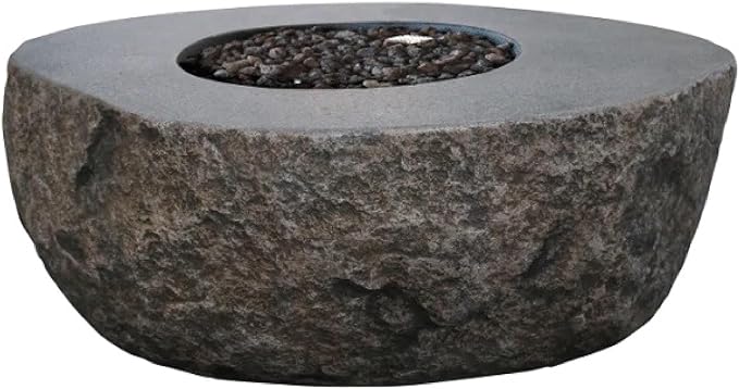 Elementi+ | Colorado Gas Fire Pit Cast Concrete 56" Rectangular Fire Table, Outdoor Fire Pit Electronic Ignition | Canvas Cover, Fire Glass and Burner Lid Included | Sunlight Yellow | Propane Gas