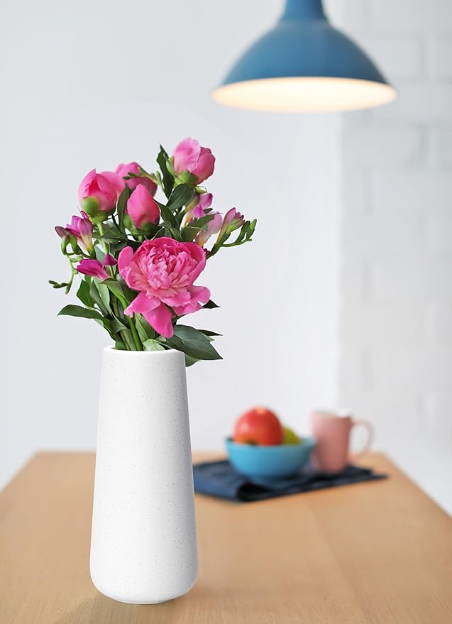 D'vine Dev 11 Inch Ceramic Flower Vase Textured Finishing, Minimalist Design for Kitchen, Bedroom, Living Room, Centerpieces, Office, Speckled Porcelain, VS-XH-G-2
