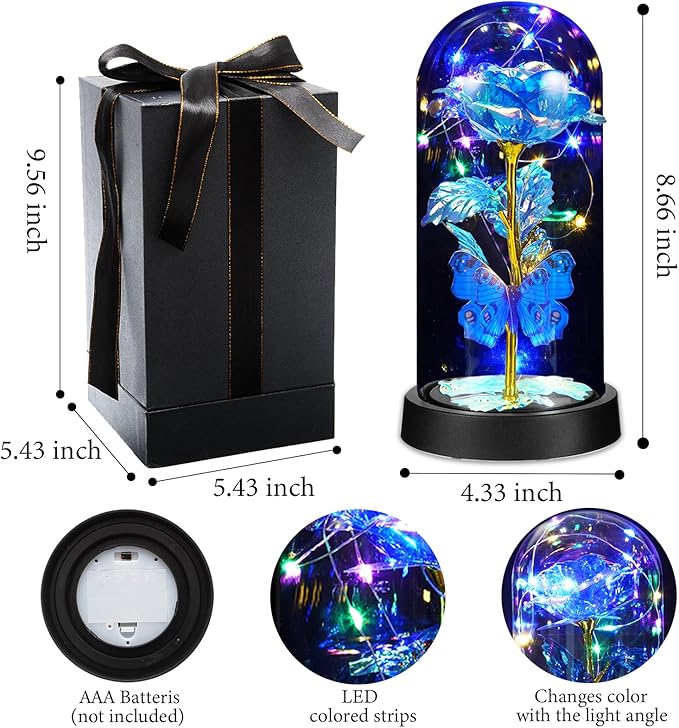 The Rose for Women, Glass Flowers in Glass Dome, Eternal Rose for Her, Womens Birthday Gift for Mom, Teacher Appreciation, Graduation, Christmas