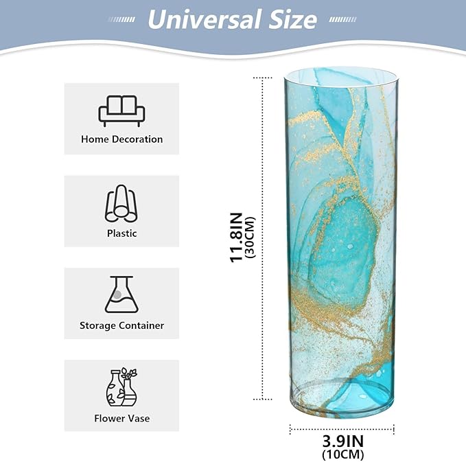 Vase Plastic Vase Elegant Cylinder Flower Vase Shatterproof Decorative Centerpiece for Home Table Office Weddings Events (11.8 x 3.9 in)