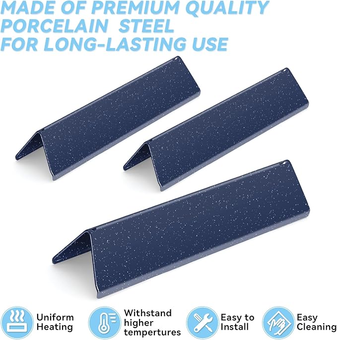 Webonbake 15.3 inch Flavorizer Bars for Weber Spirit I & II 200 Series Spirit E210 S210 E220 S220 with Front Control Knobs, Porcelain Steel Heat Plate Flavor Bar Replacement for 7635, 3 Pack