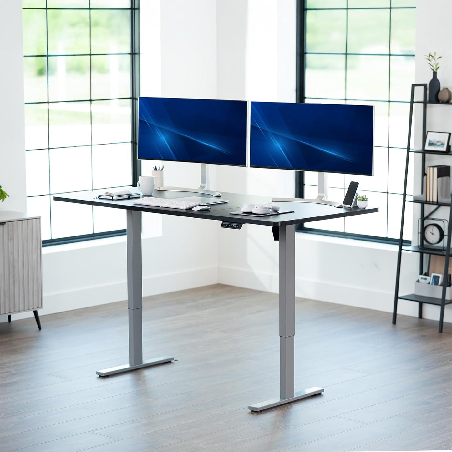 VIVO Electric Standing Desk - Memory Height Adjustment, 71 x 30 in, 220 lbs Capacity, Black Top | Gray Frame