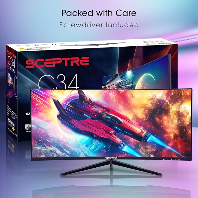 New! Sceptre Curved 30-inch Gaming Monitor 200+Hz FreeSync Build-in Speakers 2560 x 1080p HDMI x2 DP x2 Machine Black 2026 (C305B-200UN Series)