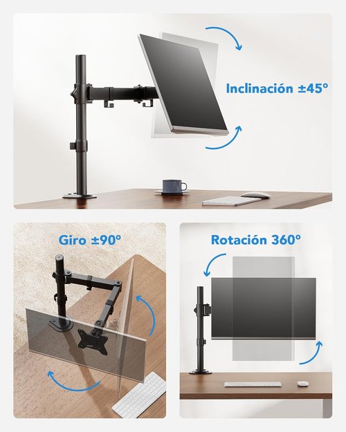 HUANUO Monitor Mount - Adjustable Arm for 13”-32” Monitors Up to 17.6 lbs | C-Clamp & Grommet Base