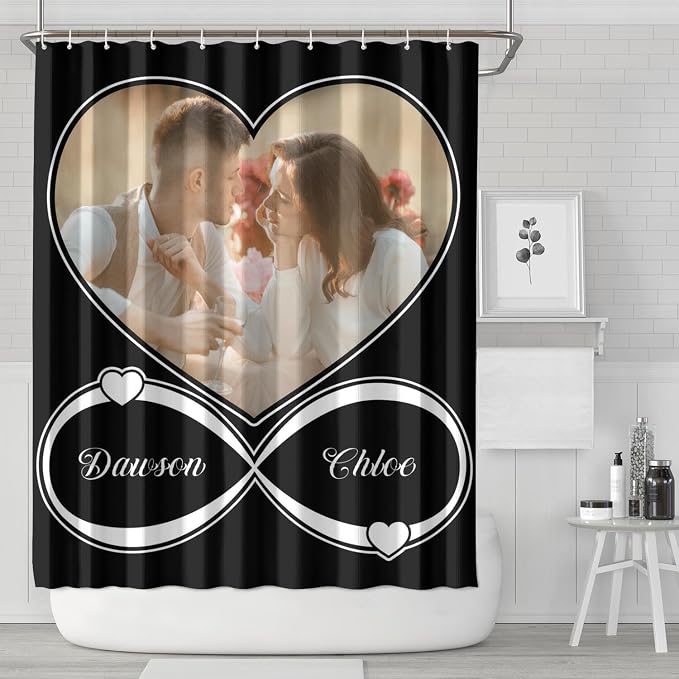 Personalized Shower Curtain Set Custom Photo Shower Curtains Modern Minimalist Home Bathroom Curtain Decor with 12 Hooks 72 Inch Wide * 84 Inch High